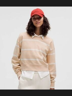 NWT Lululemon Perfectly Oversized Cropped Crew *Stripe Boundless Size 10